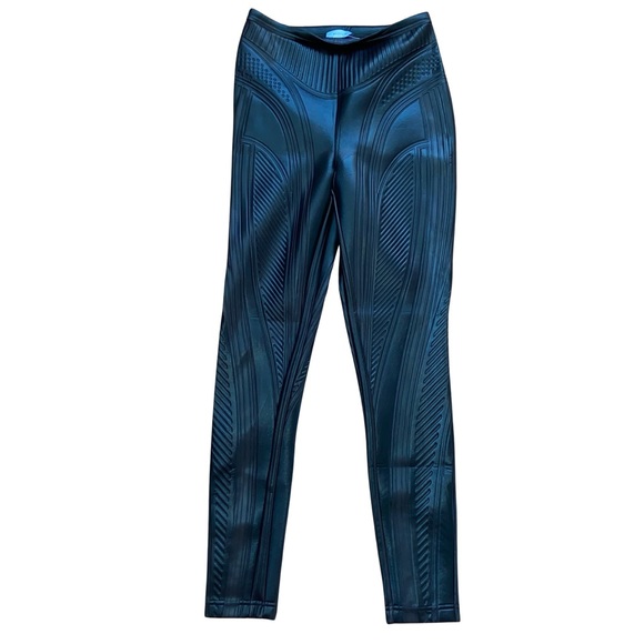 Mugler Shiny Embossed Black Legging Pant Size 40 - Picture 2 of 11